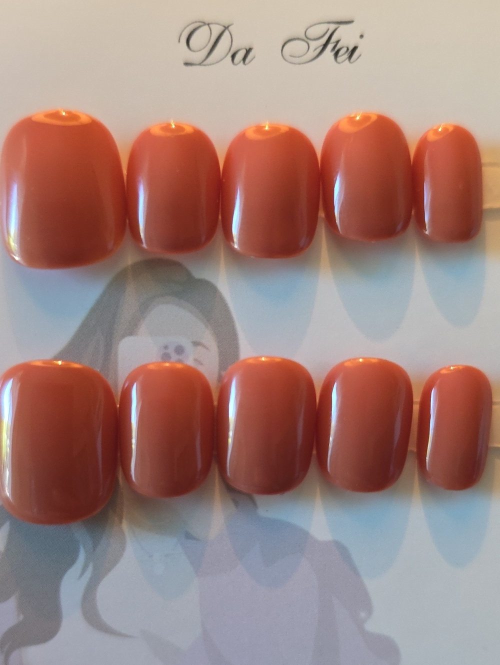 Press-On Nail Set - Terracotta Orange Size Med